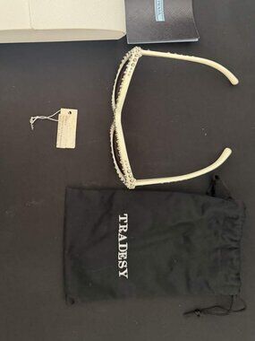 Prada Women's White Ornate Studded Sunglasses SPR31Q NWT / Complete